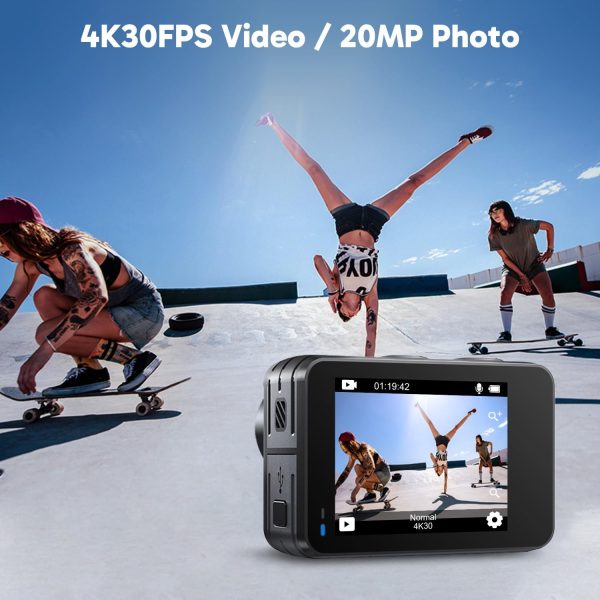 AKASO Brave 7 LE 4K30FPS 20MP WiFi Action Camera with Touch Screen EIS 2.0 Zoom Remote Control 131 Feet Underwater Camera with 2X 1350mAh Batteries Support External Microphone Vlog Camera - Image 4