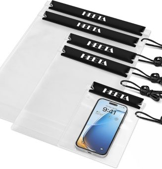 5-Pack Clear Waterproof Dry Bag, Water Tight Cases Pouch Dry Bags for Camera Mobile Phone Maps, Kayaking Boating Document Holder