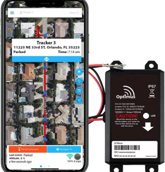 Optimus Wired GPS Tracker for Vehicles - Easy Installation on Car's Battery - Low Cost Subscription Plan Options