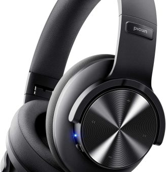 Picun B8 Bluetooth Headphones, 120H Playtime Headphone Wireless Bluetooth with 3 EQ Modes, Low Latency, Hands-Free Calls, Over Ear Headphones for Travel Home Office Cellphone PC Black