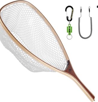 SF Fly Fishing Landing Net Soft Rubber Mesh Trout Net Catch and Release Net