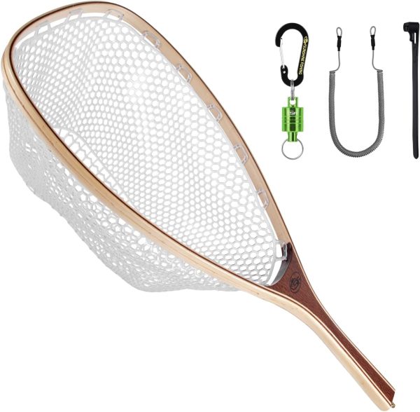 SF Fly Fishing Landing Net Soft Rubber Mesh Trout Net Catch and Release Net