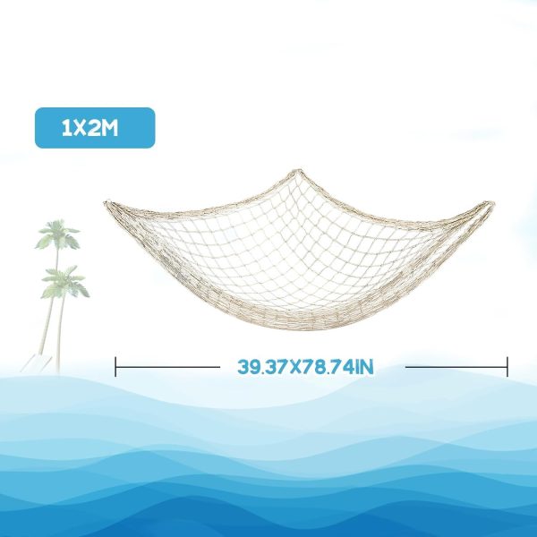 Sukh 2PCS Fish Net Decorative - Fish Net Decorations Decorative Netting Nautical Fishnet Table Runner Nets Netting Fishnet Ocean Party Rope Decoration - Image 2