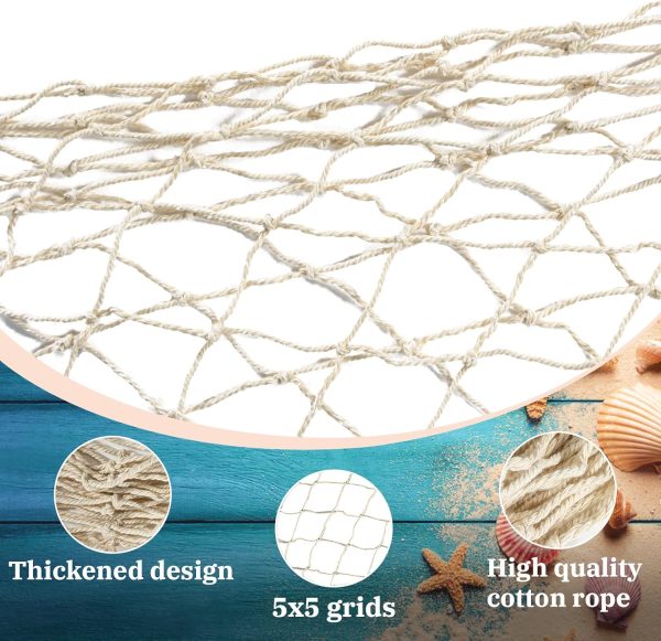 Sukh 2PCS Fish Net Decorative - Fish Net Decorations Decorative Netting Nautical Fishnet Table Runner Nets Netting Fishnet Ocean Party Rope Decoration - Image 3