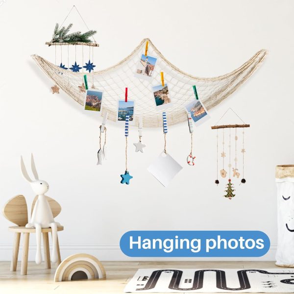 Sukh 2PCS Fish Net Decorative - Fish Net Decorations Decorative Netting Nautical Fishnet Table Runner Nets Netting Fishnet Ocean Party Rope Decoration - Image 4