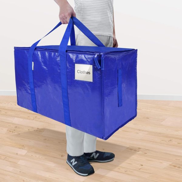 TICONN 6 Pack Extra Large Moving Bags with Zippers & Carrying Handles, Heavy-Duty Storage Tote Moving Boxes for Space Saving - Image 2
