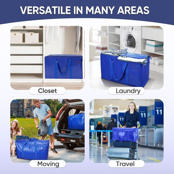 TICONN 6 Pack Extra Large Moving Bags with Zippers & Carrying Handles, Heavy-Duty Storage Tote Moving Boxes for Space Saving - Image 9